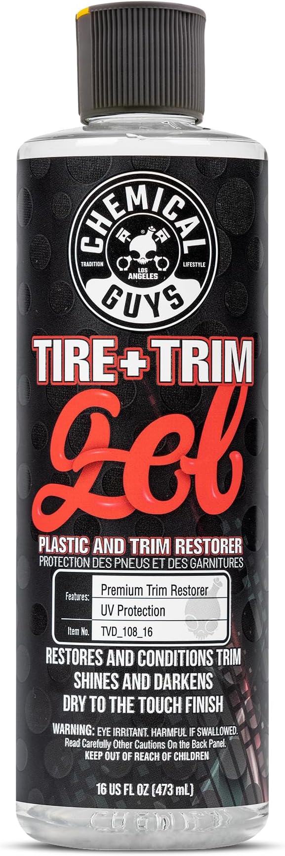 Chemical Guys, Tire & Trim Gel for Plastic & Rubber, Restores Shine, 16 oz | Thick gel restores faded tires, trim and bumpers with a deep shine and a protective layer, non-greasy