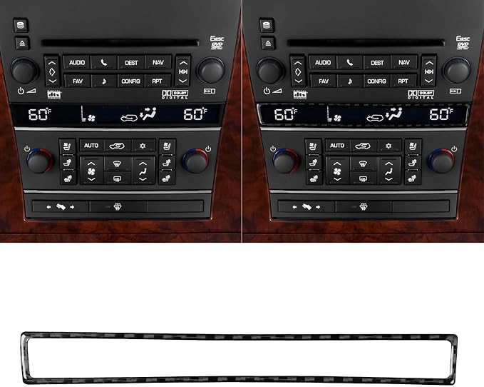 Fit for Cadillac Escalade ESV 2007-2014 / EXT Hybrid 2009-2013 Decals | Real Carbon Fiber | Accessories | Trim Accent Central Display Cover | Anti-scratch