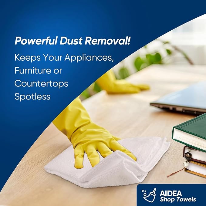 AIDEA White Microfiber Cleaning Cloth 100PK, Reusable Cleaning Rags 12"x12" | Microfiber Towels for Cars Lint Free Soft Microfiber Towels, Kitchen Towels Dusting Cloth, Dish Rags, Bulk Cleaning Towels