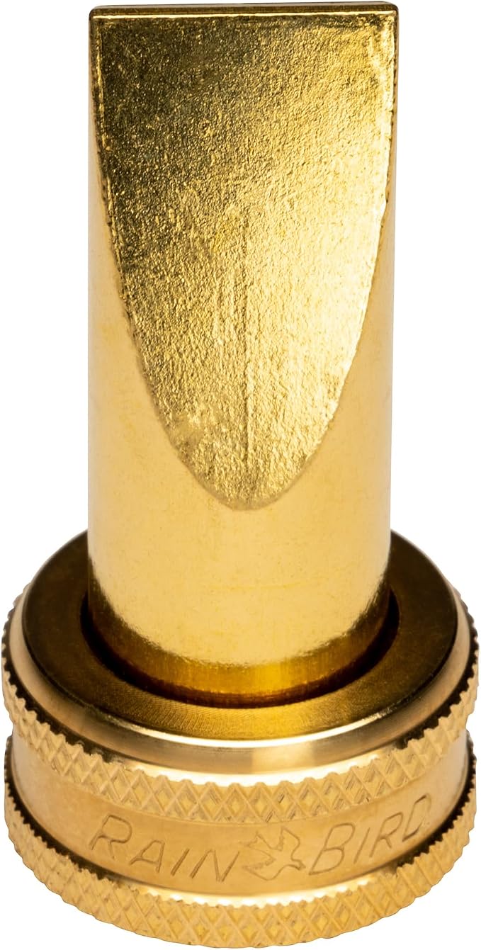 Rain Bird HENZLB2SWP 2-Inch Lead-Free Solid Brass Fan Sweeper Hose End Nozzle - High Pressure Garden Hose Sprayer with Flat Fan-Like Broom Spray Pattern, 3/4 in. GHT Connection for Outdoor Cleaning
