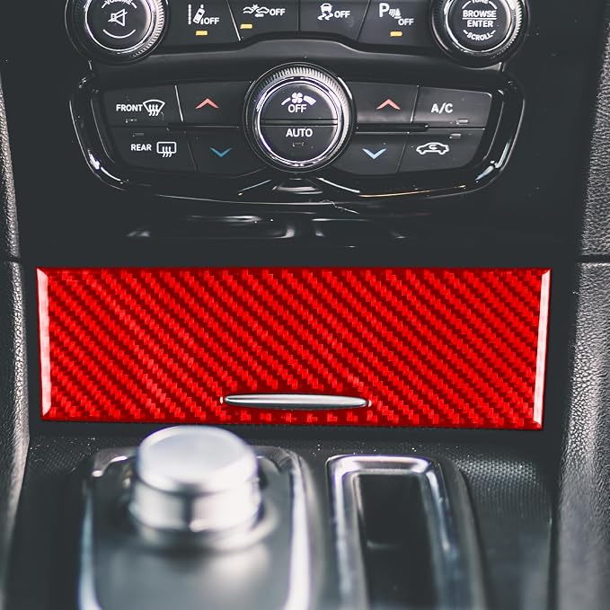 Power Outlet Decals Fit for Chrysler 300 2011-2023 Red Carbon Fiber | for 2011-2023 300 / 300C / 300S / Limited/Touring/Base|Central Console Interior Cover Trim Accessories|Thick Overlay