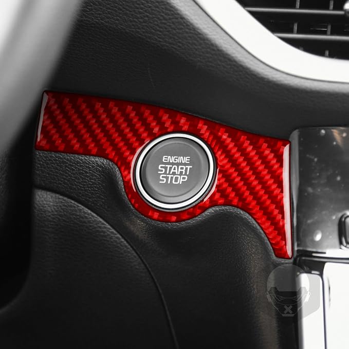Red Real Carbon Fiber Trim for KIA Forte K3 Accessories | for 2019 2020 2021 2022 2023 2024 Engine Start Stop Sticker Interior Thick Overlay Decal