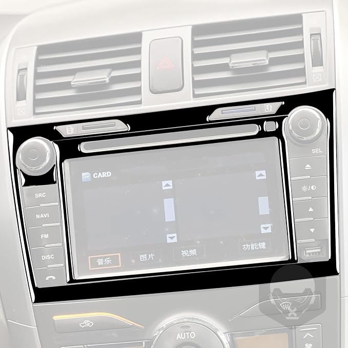 Glossy Bright Piano Black Car Dash Navigation GPS Screen Multimedia Control Panel Decoration Sticker Interior Trim Compatible with Toyota Corolla 2009 2010 2011 2012 2013 Auto Trim Accessories