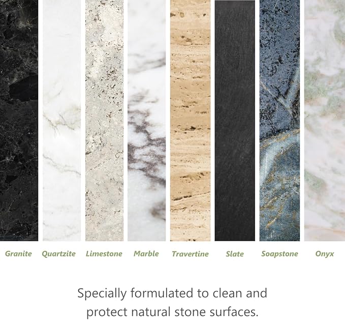 MORE Stone & Quartz Cleaner + Protector - Water Based Formula for Natural Stone and Quartz Surfaces (Pint 16 oz - Twin Pack)