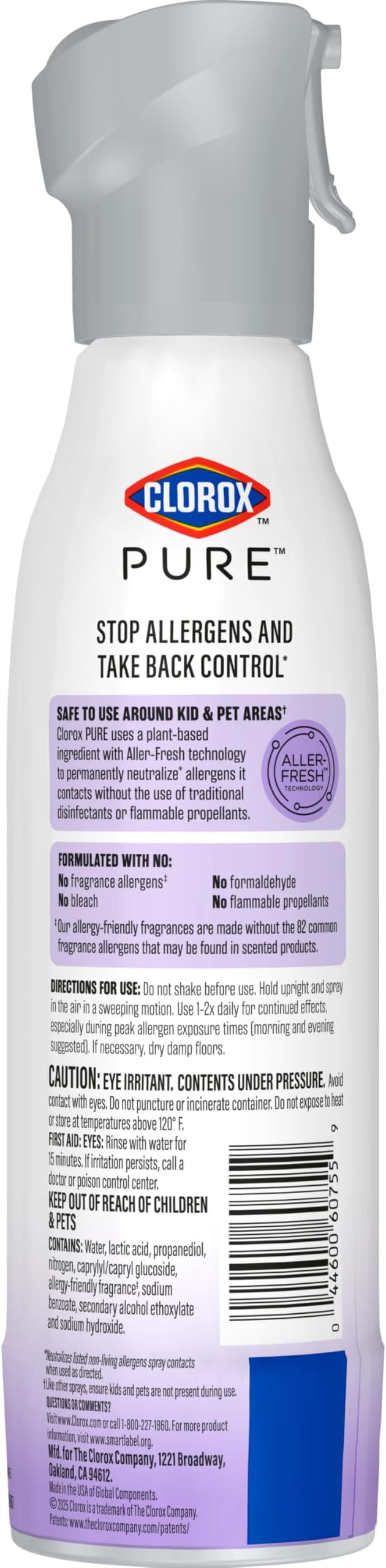 Clorox PURE Allergen Neutralizer Daily Air Spray, Nighttime Calm, 8 Ounces (Pack of 2)