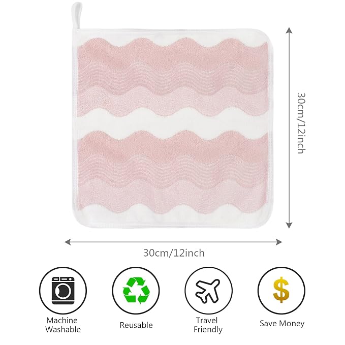 SINLAND Absorbent Coral Velvet Washcloth Ultra Soft Microfiber Face Towels 12 x 12 inch Multi-Purpose Face Cloths for Household and Sport