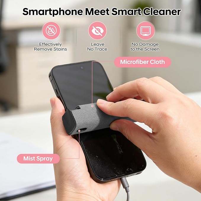 YTT Touchscreen Screen Cleaner Spray, for Phones iPad Car (Grey) | Two-in-One Spray & Microfiber Cloth, Streak-Free Finish, Ideal for Phone, Laptop, MacBook & Car Touchscreens