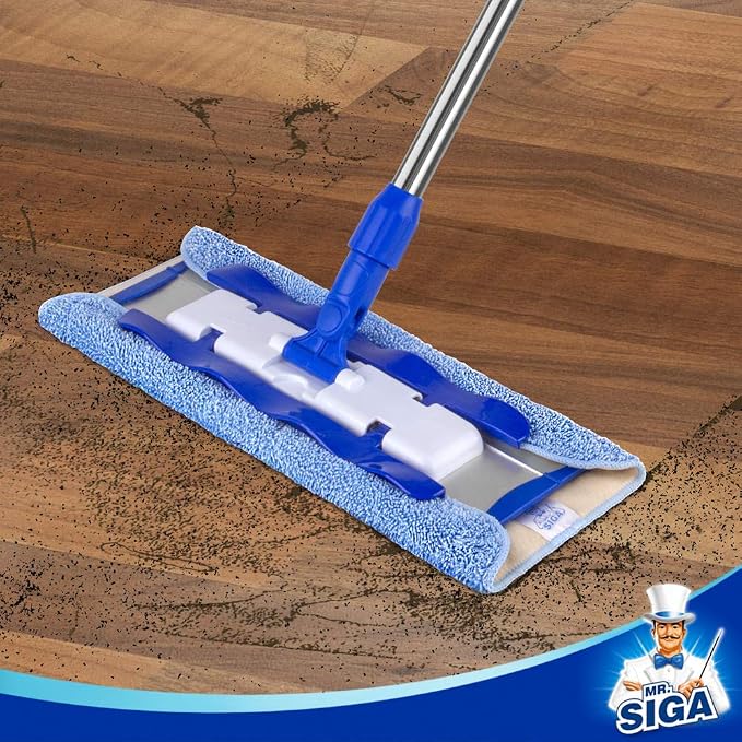MR.SIGA Professional Microfiber Mop Refills, Pack of 3 | Microfiber side attracts fine dust and hair effectively, plush side is great for floor waxing, size: 42cm X 23cm