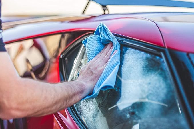 The Rag Company - Diamond Weave Glass & Window - Detailing Towels to Polish Mirrors & Chrome, Snakeskin Like Texture, Lint-Free, Streak-Free, 280gsm, 16in. x 24in, Light Blue (5-Pack)