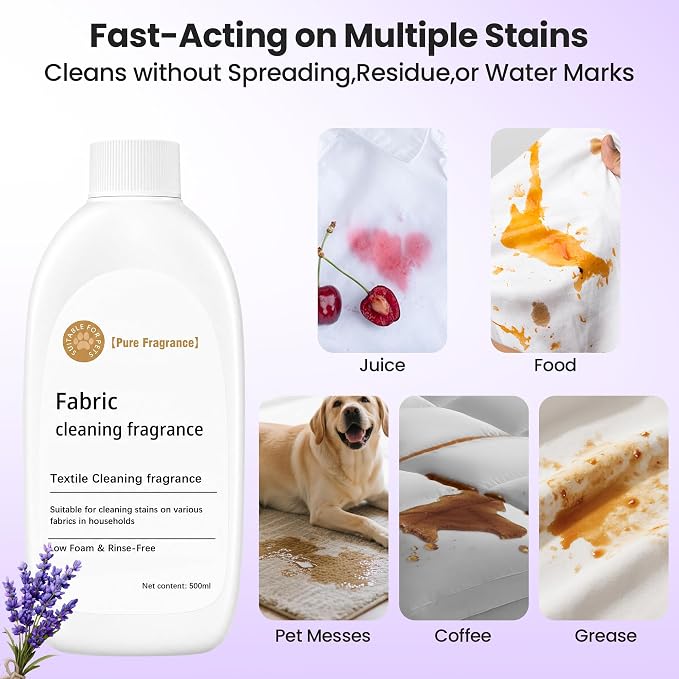 2-Pack Fabric Cleaning Solution Refill Compatible with Uwant Carpet Cleaner | Low-Foam Deep Cleaning Formula for Upholstery, Carpet, Couch, Mattress & Car Interior,(16.9 fl oz)