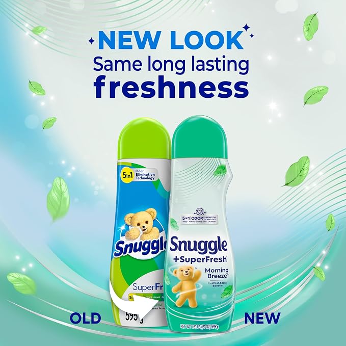 Snuggle SuperFresh In Wash Scent Booster, Morning Breeze, 21oz, 4-Pack | Fragrance enhancer for clothes, bedding and activewear, Bead form, Works in all machines, water temperatures and quick wash.