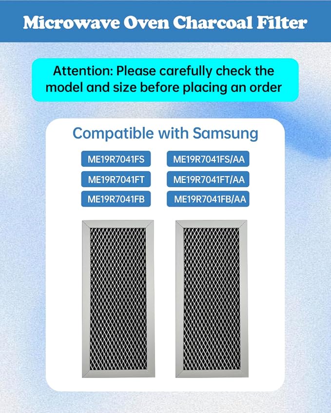 Microwave Oven Charcoal Filter Fit for Samsung, 2Pcs | Compatible with ME19R7041FS, ME19R7041FS/AA, ME19R7041FT, ME19R7041FT/AA, ME19R7041FB, ME19R7041FB/AA