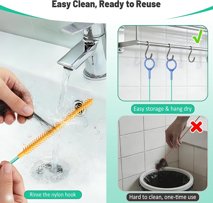 Drain Snake Hair Drain Clog Remover (5 Pack), 2026 Upgraded 30-Inch Reusable Sink Snake – Anti-Break Metal Core & Nylon Layer, Flexible Drain Cleaner Tool for Bathroom Sink, Tub, Shower Pipe Clogs