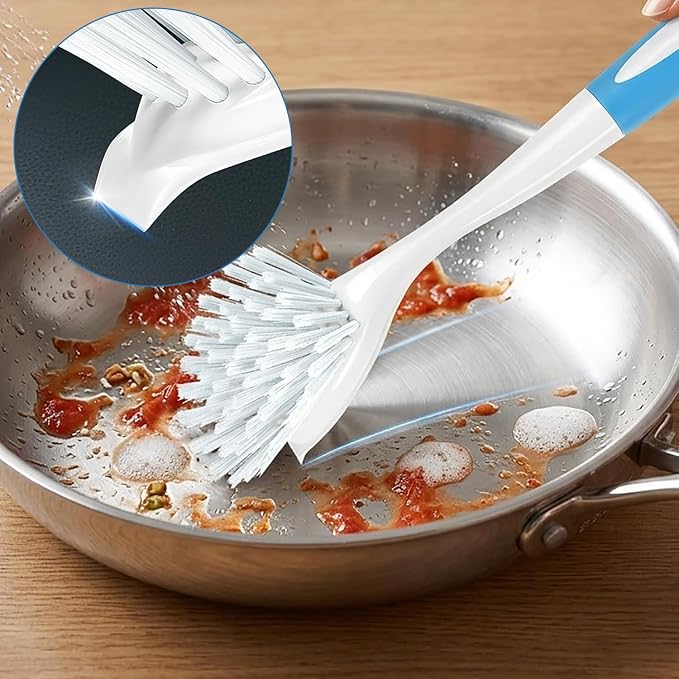 Dish Brush with Handle, Firm & Stiff Bristles Dish Scrubber for Pots, Pans & Sink Cleaning, 20 Bulk Pack