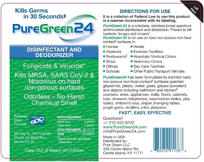 Safe & Effective Disinfectant. Kills Deadly Germs including RSV COVID-19 Norovirus MRSA Staph 2026 flu Bird flu Contains no toxic chemicals odorless child & pet safe 3 4oz spray bottles