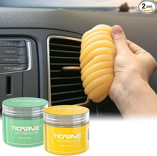 TICARVE 2pack Cleaning Gel for Car Putty Slime Car Accessories Cleaner Kit | Car Interior Cleaner Kits Auto Detail Putty Tools Detail Kit Keyboard Office Laptop Dust Remover Reusable Gift For Men Women