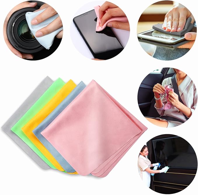 Vin Beauty Extra Large Microfiber Cleaning Cloths (12"x 12") for Eyeglasses, Lens, Glasses, Reusable Eyeglass Cleaner Cloths Wipes for All Glasses and Screens