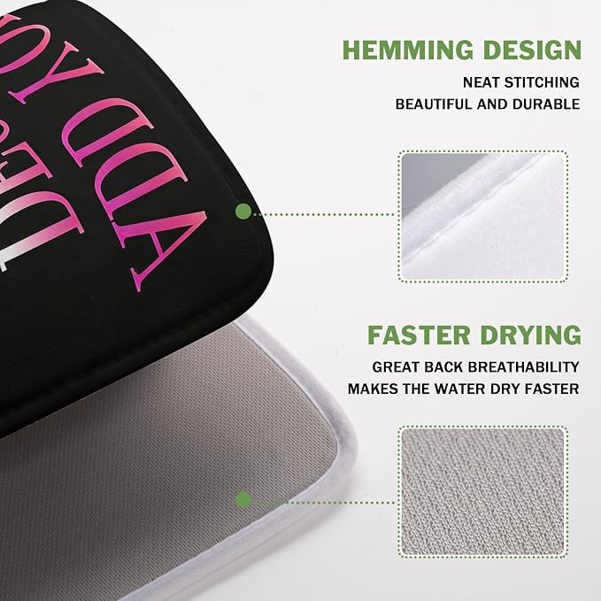 Custom Personalized Dish Drying Mat 16x18 Inch Customized Drying Mats with Picture Text for Kitchen Counter Custom Image Microfiber Absorbent Dishes Pad for Travel Festivals Family Memories Home Decor