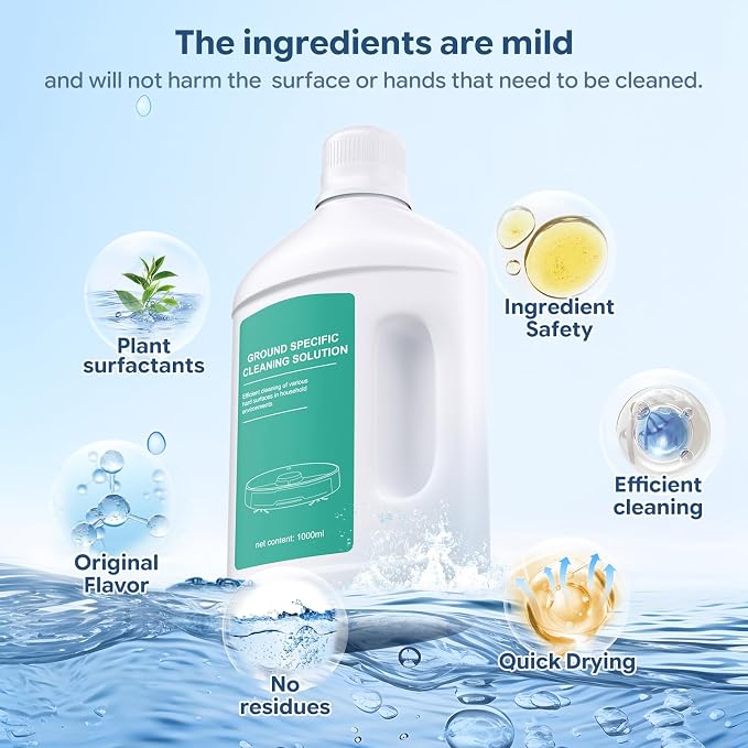 Floor Cleaning Solution Original Scent Compatible with Dreame Cleaning Solution, Residue & Streak Free, Suitable for All Robot Vacuum Cleaners and Wireless Wet Dry Dual-Use Vacuum Cleaners