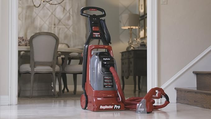 Rug Doctor Pro Motorized Upholstery Tool For Pro Deep Commercial Cleaner | Motorized Brush with Strong Suction Sprays and Scrubs to Clean Stairs and Upholstery, Long 12-ft Flexible Hose