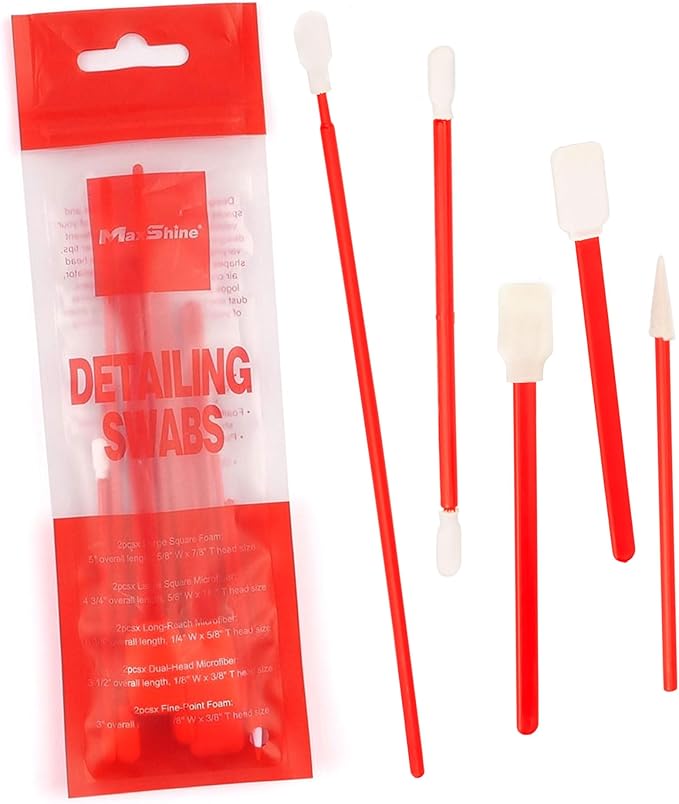 Maxshine Universal Detailing Swabs | Precision Cleaning Tools for Tight Areas, Vents, Emblems & Hard-to-Reach Spots | Lint-Free Reusable Swabs for Interior & Exterior Car Detailing
