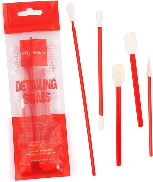 Maxshine Universal Detailing Swabs | Precision Cleaning Tools for Tight Areas, Vents, Emblems & Hard-to-Reach Spots | Lint-Free Reusable Swabs for Interior & Exterior Car Detailing