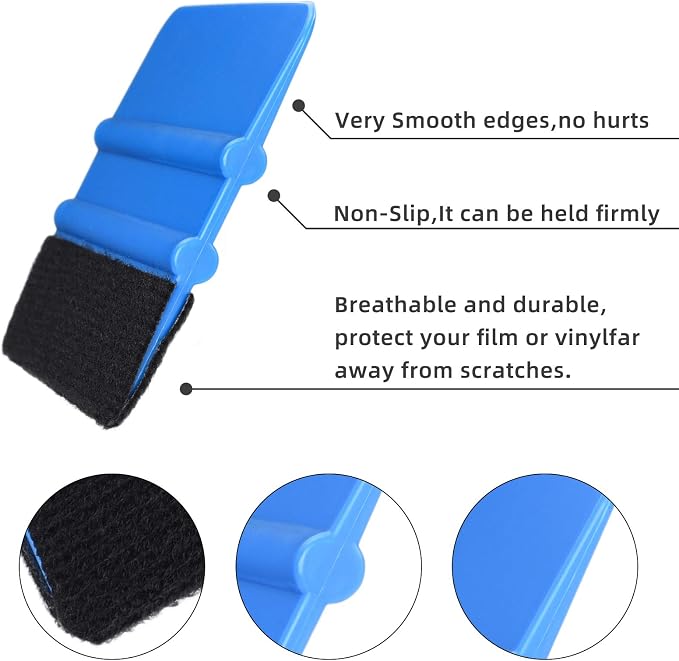 Durable Black Felt Edge Vinyl Squeegee Tool 4-Inch (Pack of 3) | Car Vinyl Film Wrapping Decal Window Tint Work, Professional Scratch Free Squeegee