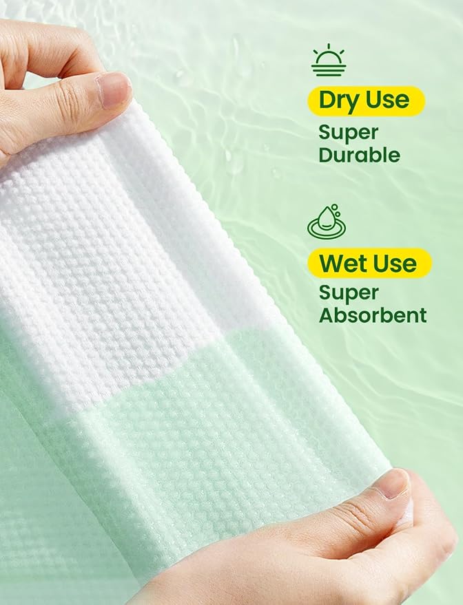 Elvira 200 Count (2 Pack) Disposable Face Towels, Biodegradable Skincare Facial Cleansing Towels, Ultra Soft & Thick Makeup Remover Dry Wipes, Lint-Free & Vegan for Sensitive Skin, Travel Essential