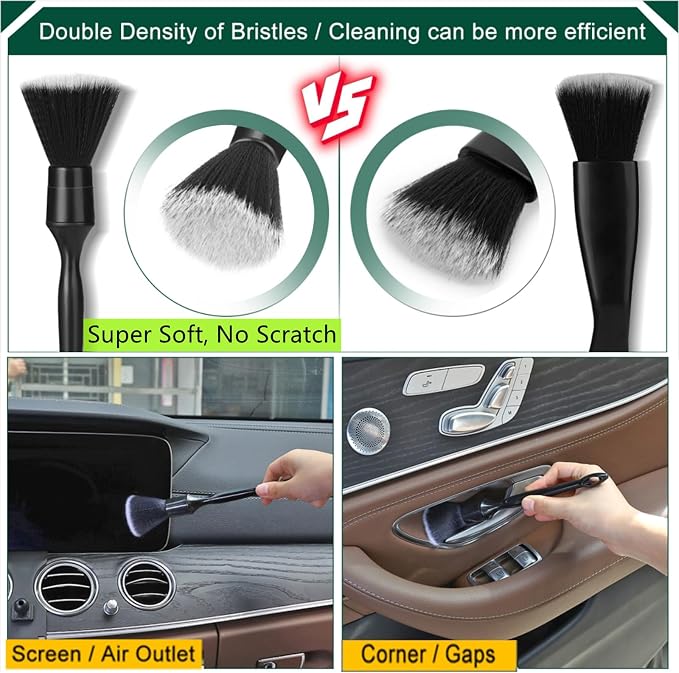 Fitosy Car Interior Duster Detail Brushes, Soft Bristles Brush | Car Accessories for Cleaning Dashboard Air Vent Crevice, Detailing Dusting Tool Kit for Auto Truck SUV RV