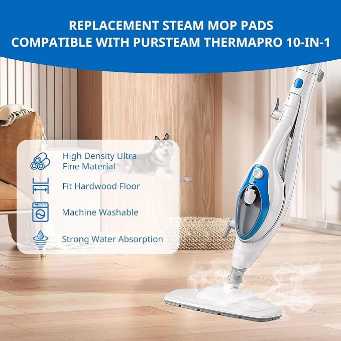 LINNIW 8 Pack Replacement Steam Mop Pads Compatible for PurSteam ThermaPro 10-in-1