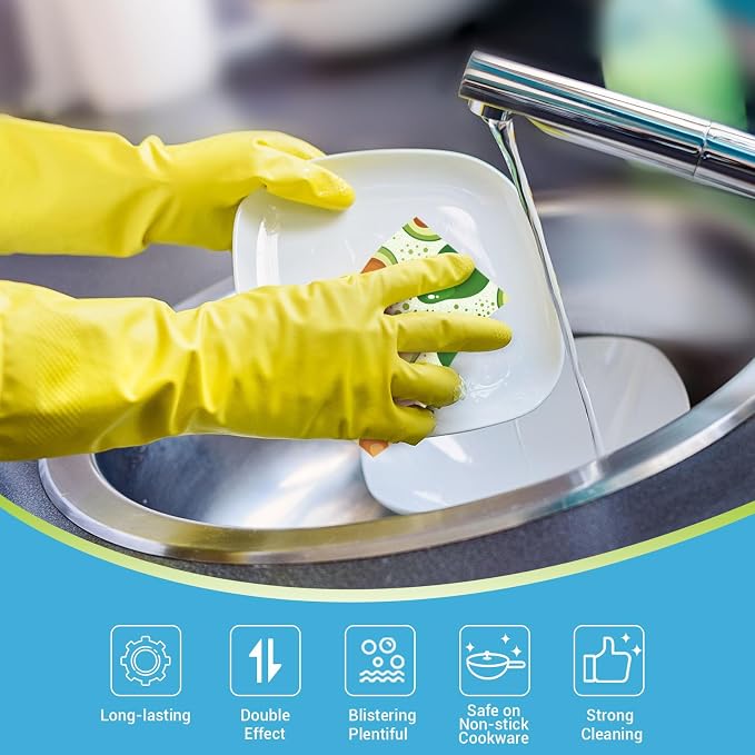 AIDEA Sponges Kitchen, Non-Scratch Scrub Sponge-6Count, Sponges for Non-Stick Cookware, Cellulose Sponge for Dishes, Cleans Fast Without Scratching, Cleaning Power for Kitchen, Bathroom, Household