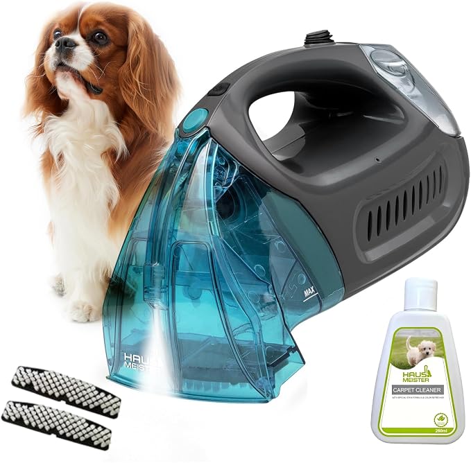 Hausmeister Hydroflex Plus Carpet Cleaner Machine, Upholstery Cleaner Machine for Couch, Car Seats & Pet Stains, 500W Powerful Handheld Deep Cleaner with 3 Brush Heads (Machine + 1 solution)