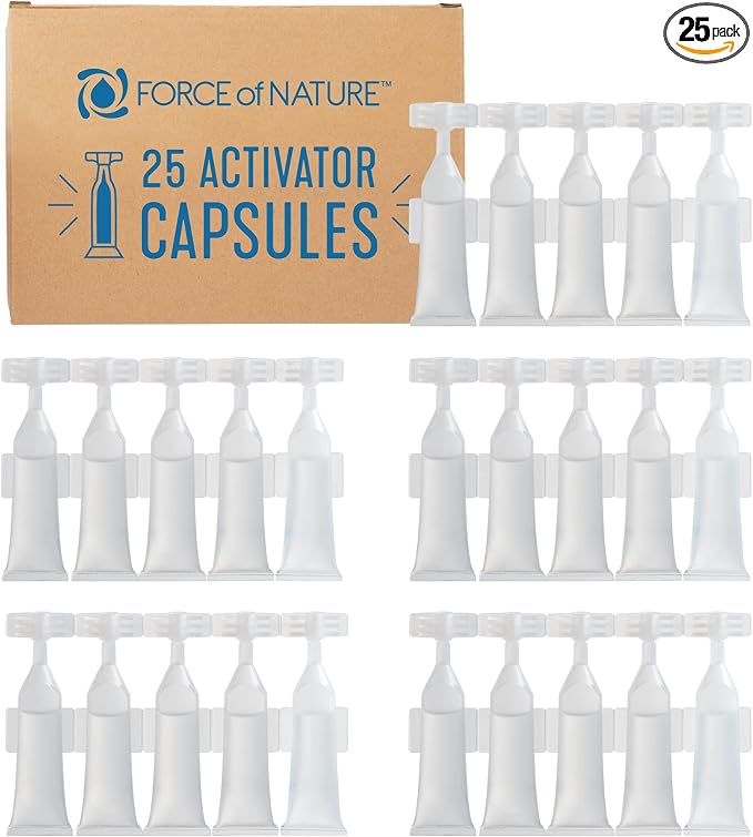 Force of Nature Activator Capsules - Concentrate Refill for Eco-Friendly, All-Purpose Disinfectant Cleaning Spray - Kitchen, Bathroom, Toilet, Glass - Cleaning Supplies, 25 count x 12 Fl oz