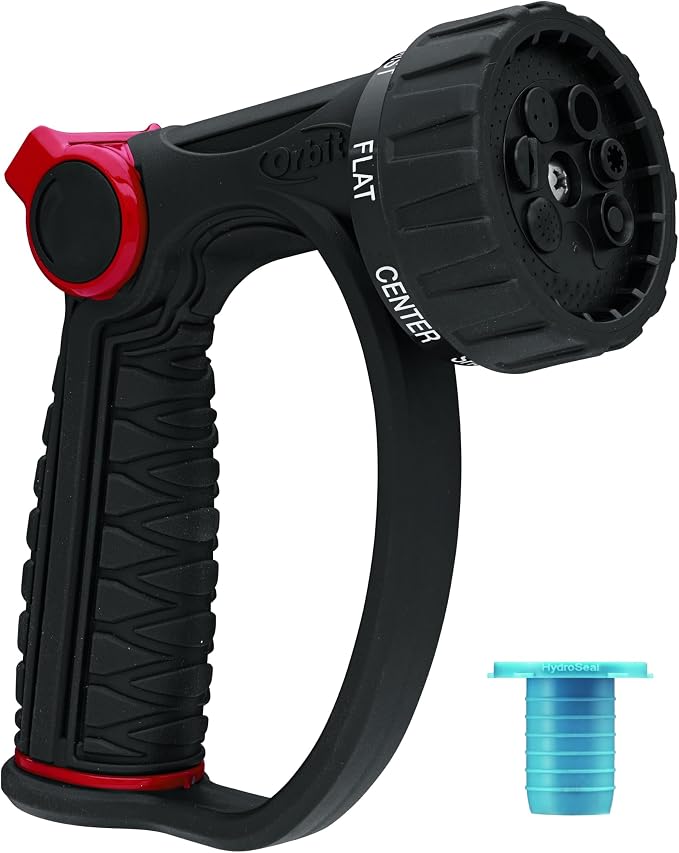 Orbit 58993 7-Pattern Watering Nozzle with Thumb Control, Black