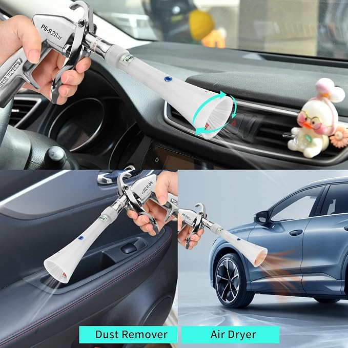 GOCCIDA Tornado Car Cleaning Gun Powerful Dry Car Detailing Air Gun Blower | Vortex Car Detailing Kit Pro High Pressure Blower Gun for Cleaning Interiors & Exteriors for Air Compressor Blasts Dust Fast