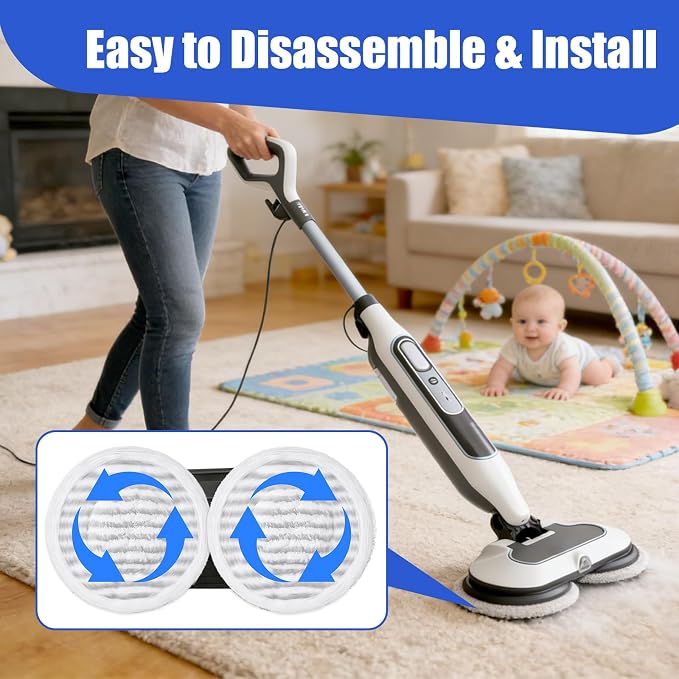 8 Pack Steam Mop Pads Compatible with Shark S8201 S8001 S7001 S7201 | S7005 S7000 Series, S7000AMZ S7001TGT– Microfiber Replacement Scrub Pad, All-in-One Reusable Cleaning Refills for Hard Floor