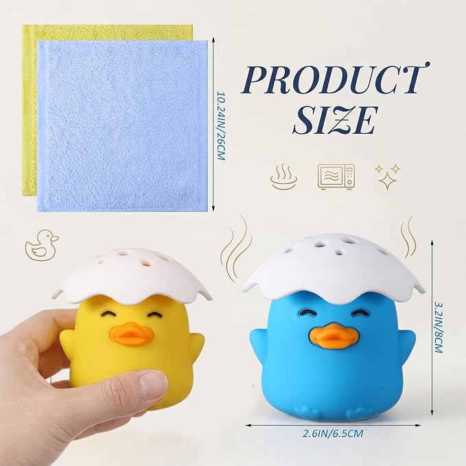 Mifoci 2 Pcs Microwave Steam Cleaner with 2 Matching Towels Duck Microwave Cleaner Add Vinegar and Water Clean Easily in Minutes for Kitchen Office Cleaning Gadgets Accessories Gifts