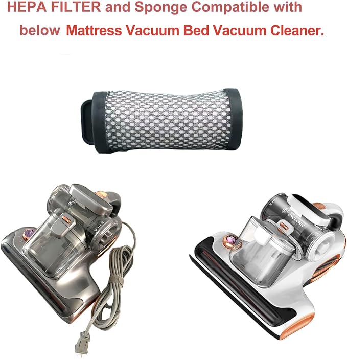 3Pack Hepa Filters Replacement Compatible with JIGOO T600 Mattress Vacuum Cleaner, Spare Parts or Accessories Works with JIGOO Mattress Vacuum, Washable and Durable.