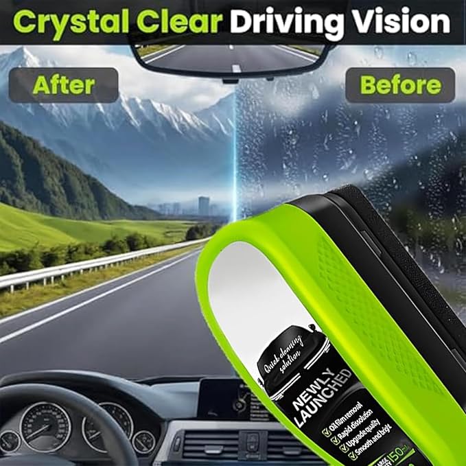 2026 Upgrade Automotive Clear Vision Windshield Cleaner, Oil Film Cleaning Brush for Car Windows, Clear Vision Glass Cleaner Car Windshield Cleaner Tool Improving Windshield Clarity & Visibility