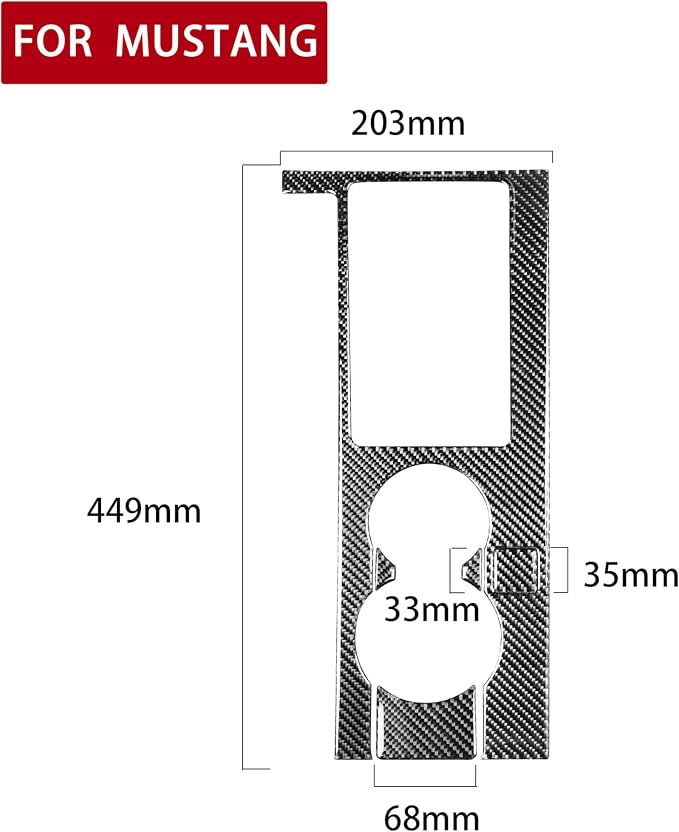 Real Carbon Fiber Trim for Ford Mustang GT Shelby Accessories | for 2005 2006 2007 2008 2009，Gear Shift Box Panel Cover，Thick Overlay Sticker Decal，5PCs
