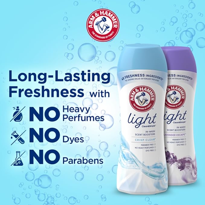 ARM & HAMMER Light In-Wash Scent-Booster, Laundry ScentBooster Crisp Cleanscent, 24 Oz (Pack of 2)