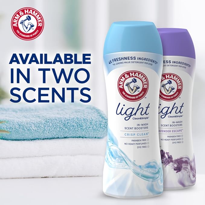 ARM & HAMMER Light In-Wash Scent-Booster, Laundry ScentBooster Crisp Cleanscent, 24 Oz (Pack of 2)