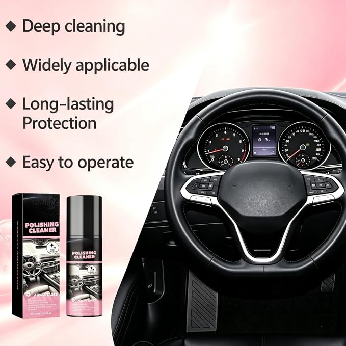Car Interior Cleaner, Polishing Cleaner Detailer Spray for Car Detailing | Interior Detailer Spray, Interior Car Cleaner for Dashboards, Seats, Leather, Plastic, No Residue (3Pcs)