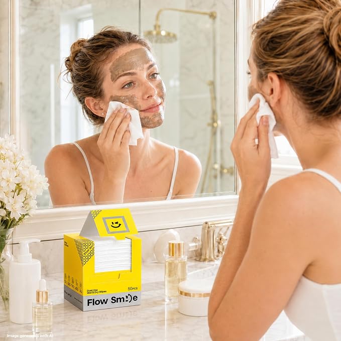 Disposable Face Towels, 200 Ct Extra Thick Dry Wipes for Sensitive Skin | Face Towels with Lint-Free Softness. Unscented Biodegradable Dry Wipes for Makeup Removal , Cleansing , Travel and Daily Use