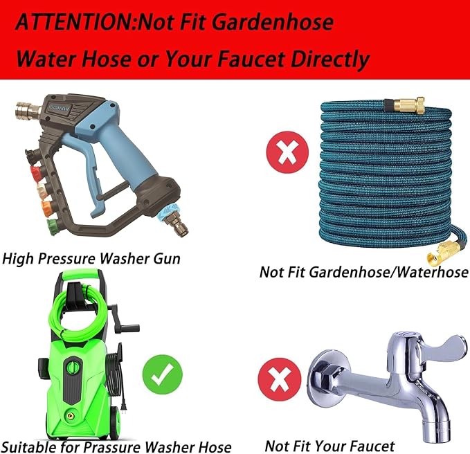 GDHXW Short High Power Pressure Washer Gun with Swivel, 5 Nozzle Loss Prevention Design 5000 PSI For Pressure Washer