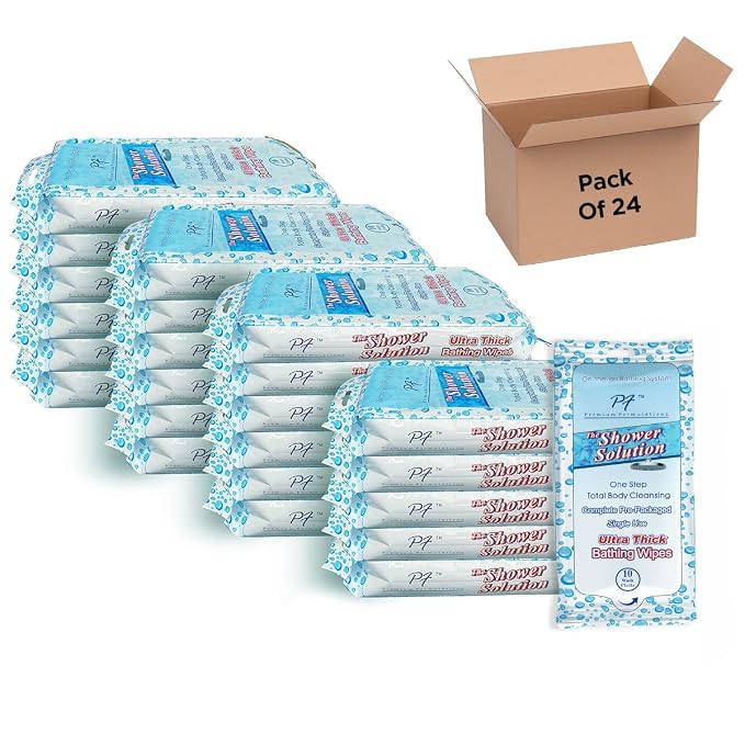 Shower Solutions - Adult Bathing Wipes, Extra Large and Extra Thick, 240 Wipes Bulk Pack