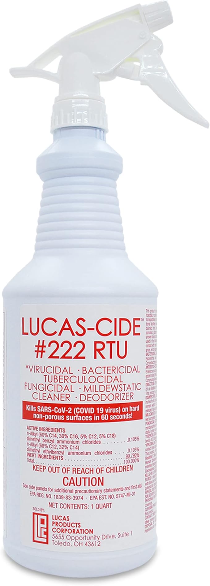 LUCAS-CIDE #222 RTU Hospital-Grade Salon and Spa 60 Second Disinfectant 32 Fl Oz