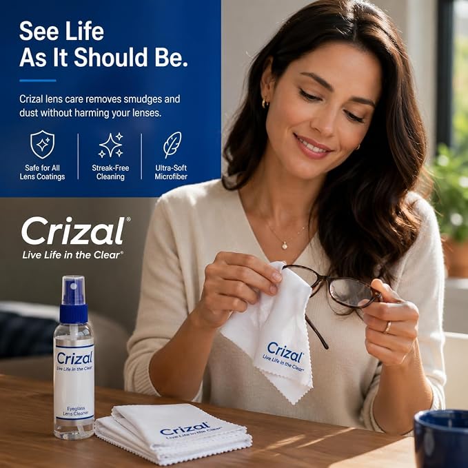 Crizal® Eyeglass Cleaner Spray – 4 Pack | Premium Lens Cleaner | Designed by Crizal® | Safe for All Advanced AR & Anti-Reflective Lens Coatings