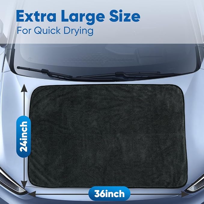 HOMEXCEL Car Drying Towel, 36"x 24" Microfiber Towels for Cars, Trucks, SUV | Professional Microfiber Drying Towels for Cars Detailing & Cleaning, with Twisted-Loop, 1200GSM for a Streak-Free Finish