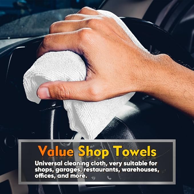 HOMEXCEL White Microfiber Cleaning Cloths 100 Pack, Reusable Cleaning Rags Shop Towels - Bulk Multipurpose Microfiber Towels, Lint Free Cleaning Towels for Car, House & Kitchen, 11.5 x 11.5 inch